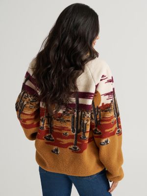 Women's Wrangler Big Sky Sherpa Snap Pullover in Tan