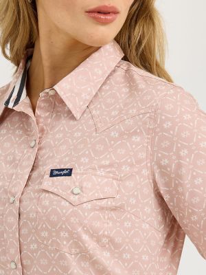 Women's Wrangler All Occasion Western Snap Shirt in Slate Stripe