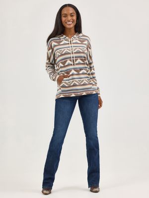 Women's Wrangler Geometric Relaxed Pullover Hoodie in Brown