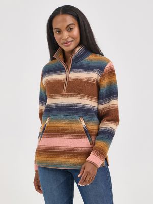 Women's Wrangler Retro® Quarter-Zip Sherpa Pullover in Sunset Stripe