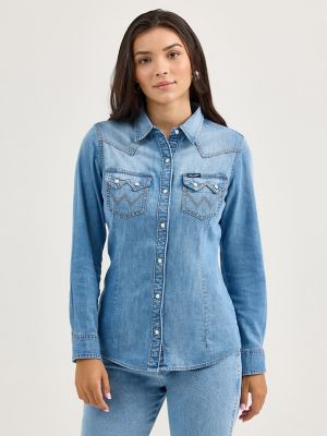 売れ筋商品|||トミーヒルフィガー シャツ レディース トップス REGULAR WESTERN SHIRT - Button-down blouse - blue denim Iconic Western Denim Shirt - Blue | Levi's® US