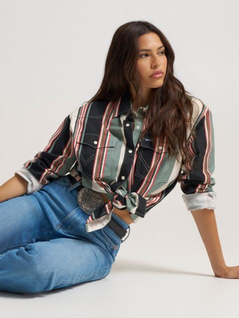 Женские рубашки Wrangler Brushpopper Boyfriend Western Snap Shirt