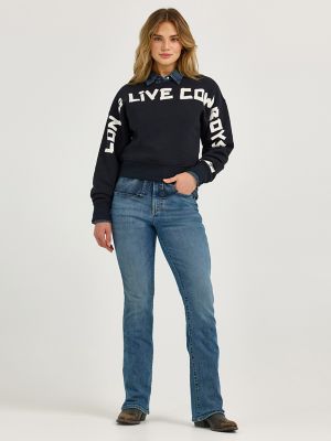 Women's Long Live Cowboys Crew Sweatshirt in Onyx alternative view