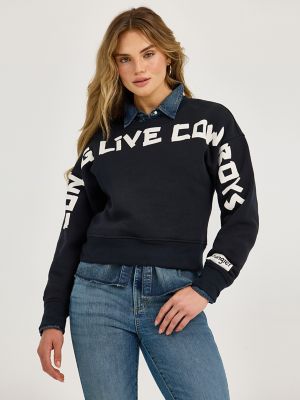 Women's Long Live Cowboys Crew Sweatshirt in Onyx alternative view 3