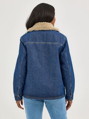 Women's Western Sherpa Lined Denim Range Coat in Ink Denim