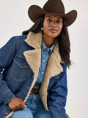 Women's Western Sherpa Lined Denim Range Coat | NEW