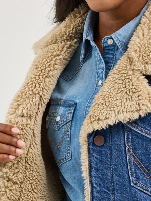 Women's Western Sherpa Lined Denim Range Coat | NEW