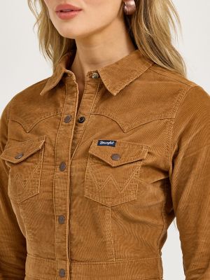 Women's Wrangler Corduroy Western Shirt Dress DRESSES