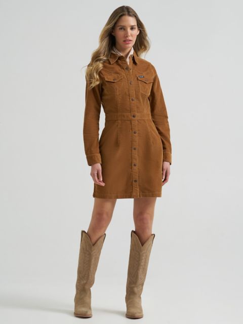 Женские платья Wrangler Women's Wrangler Corduroy Western Shirt Dress