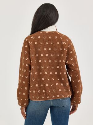 Women's Wrangler Retro® Half-Snap Sherpa Pullover in Brown