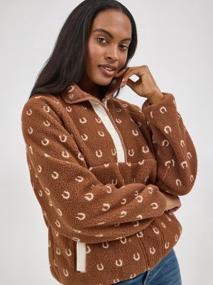Women's Wrangler Retro® Half-Snap Sherpa Pullover in Brown