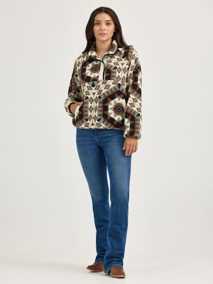 Women's Wrangler Retro® Half-Snap Sherpa Pullover in Green
