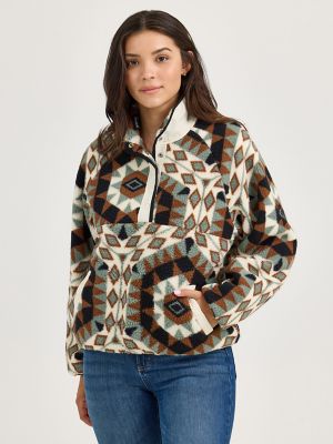 Women's Wrangler Retro® Half-Snap Sherpa Pullover in Green
