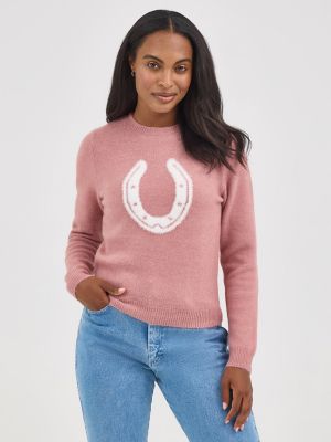 Women's Wrangler Retro® Horseshoe Sweater in Pink