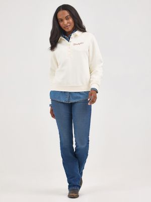 Women's Wrangler Retro® Half-Snap Collared Pullover in Cream