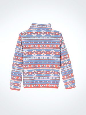 Girl's Southwest Quarter-Zip Sherpa Pullover in Peri Blue alternative view