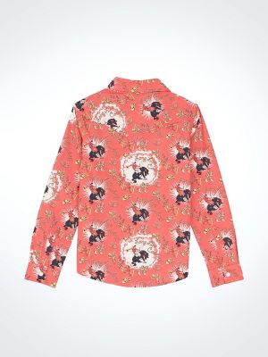Girl's Cowboy Horse Print Western Snap Shirt GIRLS Wrangler®