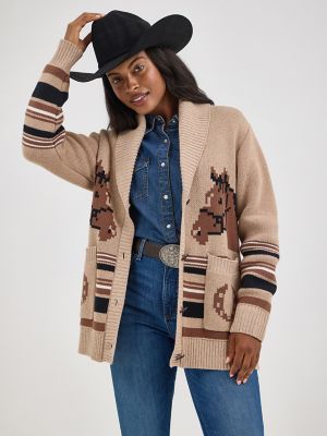 Women's Wrangler Retro® Western Cardigan in Brown