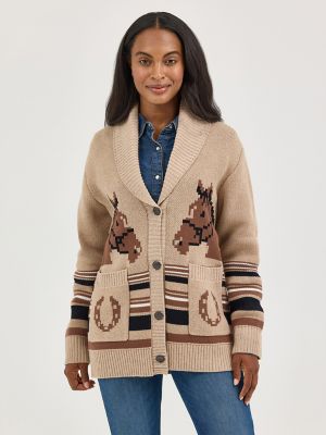 Women's Wrangler Retro® Western Cardigan in Brown alternative view 3
