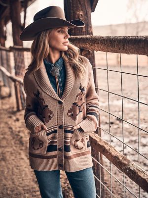 Women's Wrangler Retro® Western Cardigan in Brown