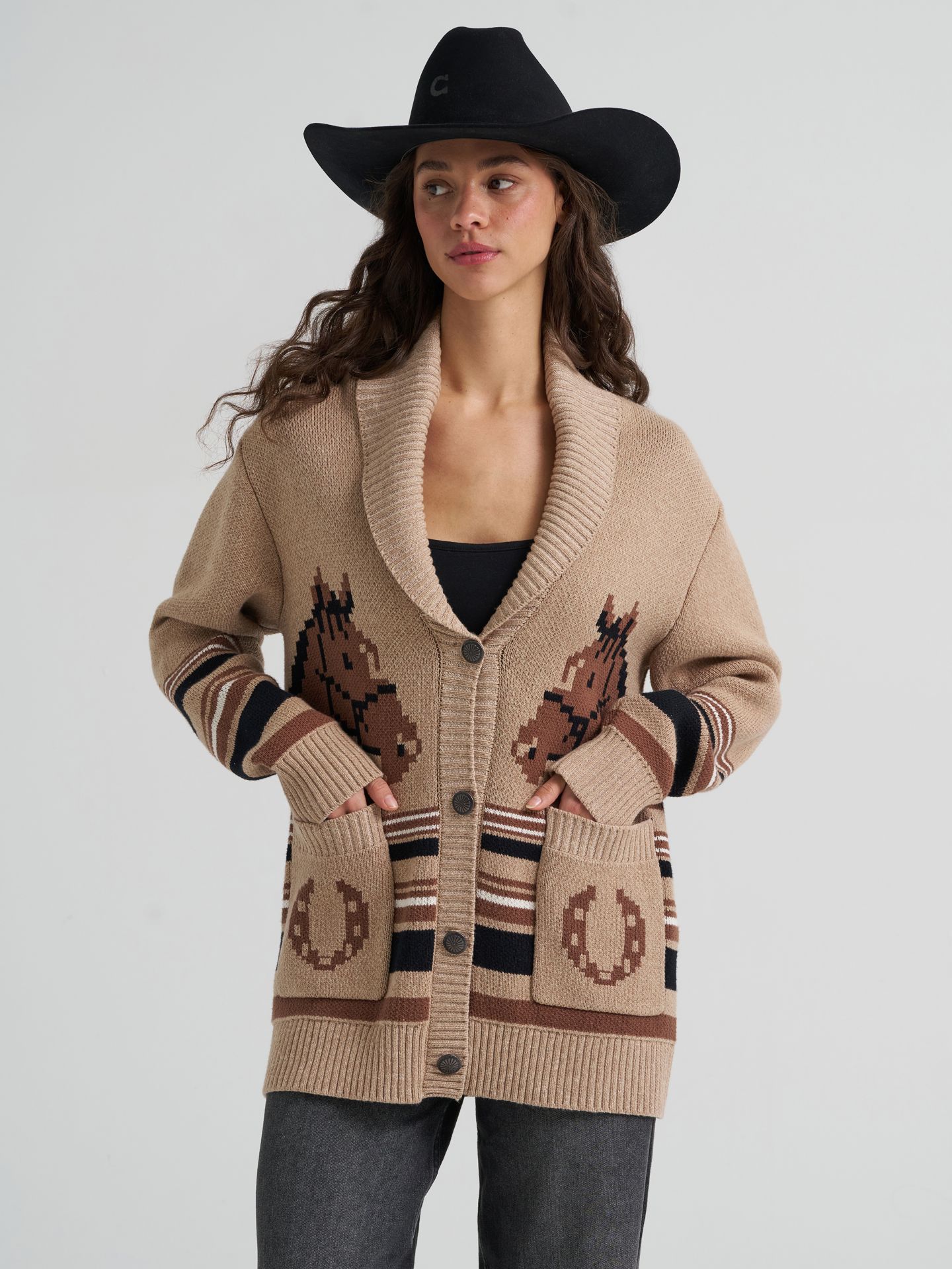 Женский кардиган Wrangler Montana, цвет: Коричневый — фото 1