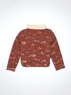 Girl's Southwestern Print Sherpa Denim Jacket