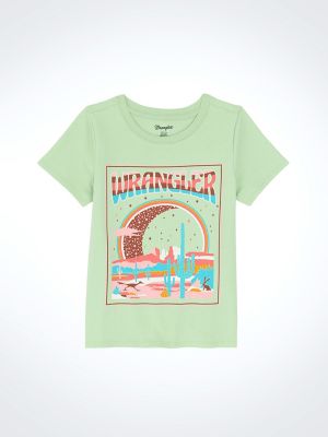 Girl's Wrangler Western Graphic Tee in Groovy Green