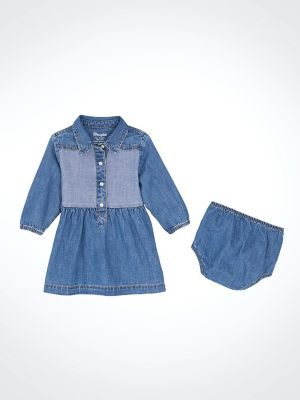 Girl's Long Sleeve Western Denim Dress