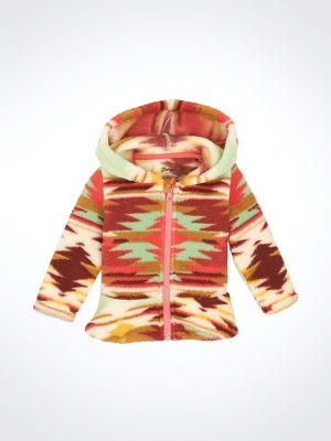 Little Girl's Ruffle Hem Sherpa Zip Jacket in Green