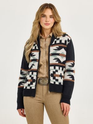 Women's Southwestern Full Zip Cardigan Sweater