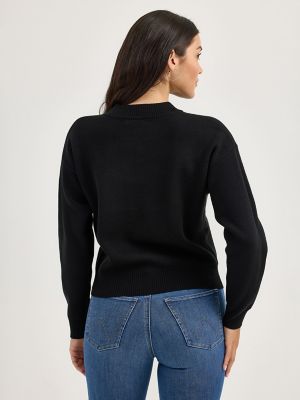 Women's Wrangler Horse Instarsia Crew Neck Sweater in Black