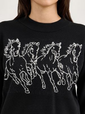 Women's Wrangler Horse Intarsia Crew Neck Sweater | TOPS