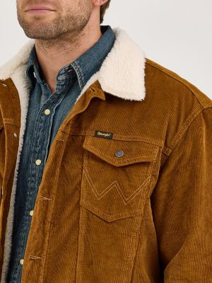 Men's Wrangler® Cowboy Cut® Sherpa Lined Corduroy Jacket in Monks Robe