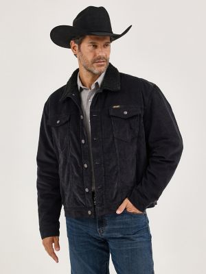 Men's Wrangler® Cowboy Cut® Sherpa Lined Corduroy Jacket in Caviar