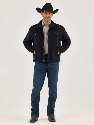 Men's Wrangler® Cowboy Cut® Sherpa Lined Corduroy Jacket in Caviar