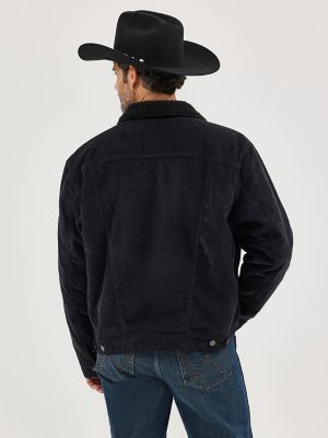 Men's Wrangler® Cowboy Cut® Sherpa Lined Corduroy Jacket in Caviar