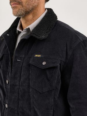 Men's Wrangler® Cowboy Cut® Sherpa Lined Corduroy Jacket in Caviar