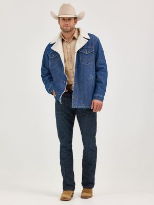 Men's Western Sherpa Lined Denim Wrange Jacket | NEW