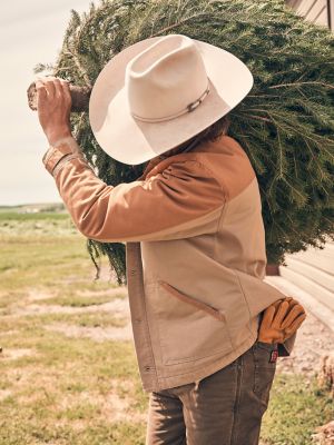 Men's Wrangler Mixed Canvas Chore Jacket in Chipmunk