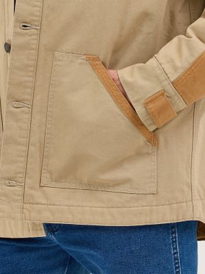 Men's Wrangler Mixed Canvas Chore Jacket in Chipmunk