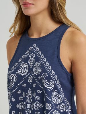 Women's Wrangler Bandana Diamond Front Tank in Navy alternative view 3