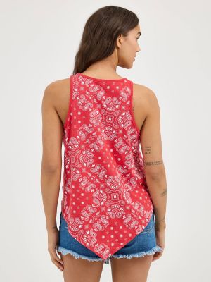 Women's Wrangler Allover Bandana Print Tank in Red alternative view 2