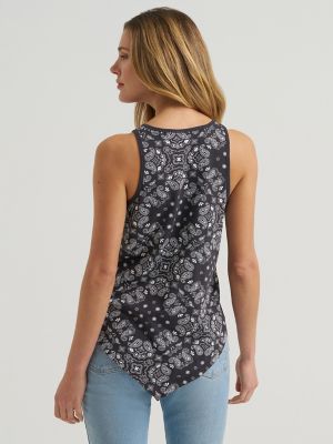 Women's Wrangler Allover Bandana Print Tank in Black