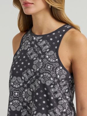 Women's Wrangler Allover Bandana Print Tank in Black