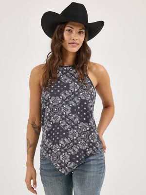 Women's Wrangler Allover Bandana Print Tank in Black