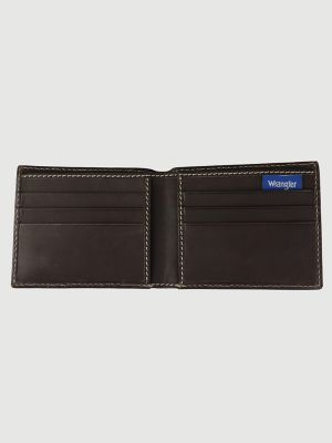 Y☆M RRL Carving Leather Wallet Wrangler Men's Bifold Wallet with Contrast Corner Patch