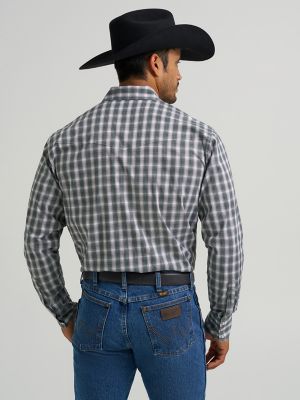 Men's Wrinkle Resist Long Sleeve Western Snap Plaid Shirt