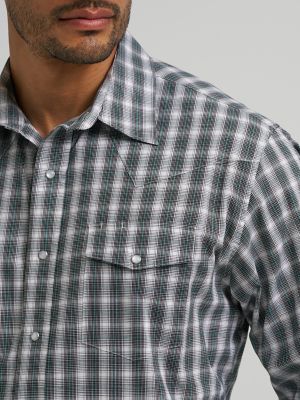 Men's Wrinkle Resist Long Sleeve Western Snap Plaid Shirt