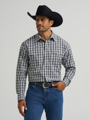 Men's Wrinkle Resist Long Sleeve Western Snap Plaid Shirt