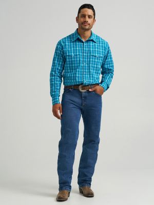 Men's Wrinkle Resist Long Sleeve Western Snap Plaid Shirt in Burgundy
